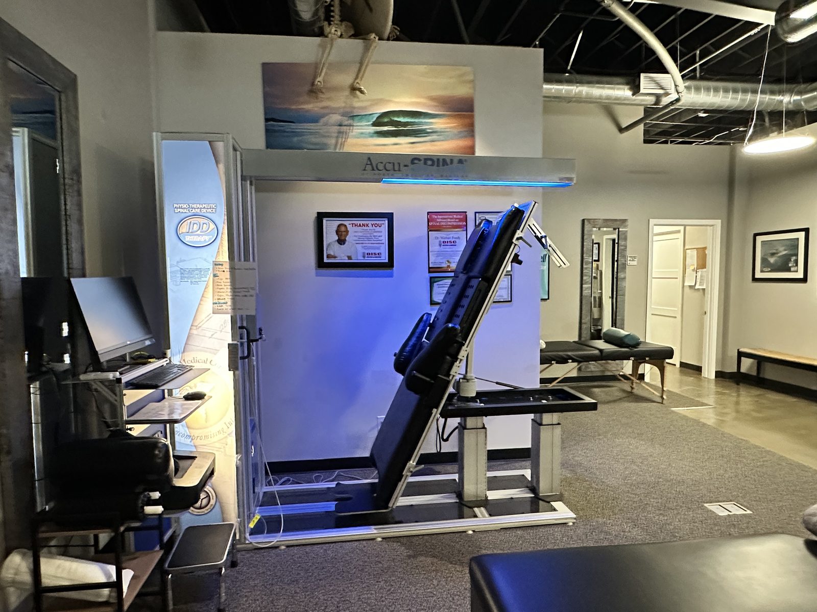 The AccuSpina spinal decompression table at Foudy Chiropractic