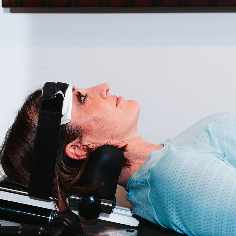 Cervical traction therapy at Foudy Chiropractic in Mission Viejo